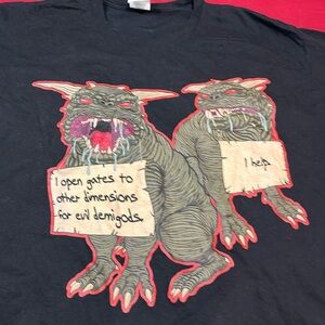 “I open gates to other dimensions for EVIL demigods” funny BLACK MONSTER T SHIRT